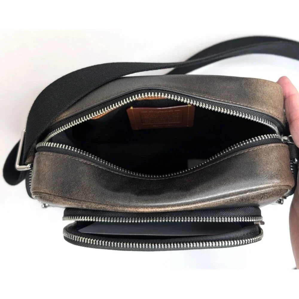 Coach Fletcher Unisex Crossbody -  Loved Leather Black/Tan, NWT